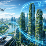 A vision of AI Smart Cities 2026 showing sustainable urban development and high-tech infrastructure.
