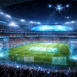 FIFA World Cup 2026 Tech and futuristic stadium atmosphere.