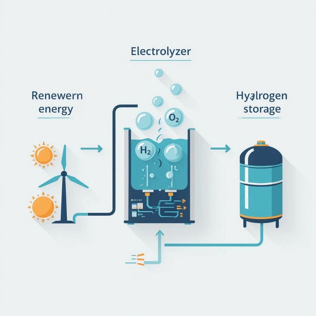 The production process behind Green Hydrogen Energy Benefits 2026.