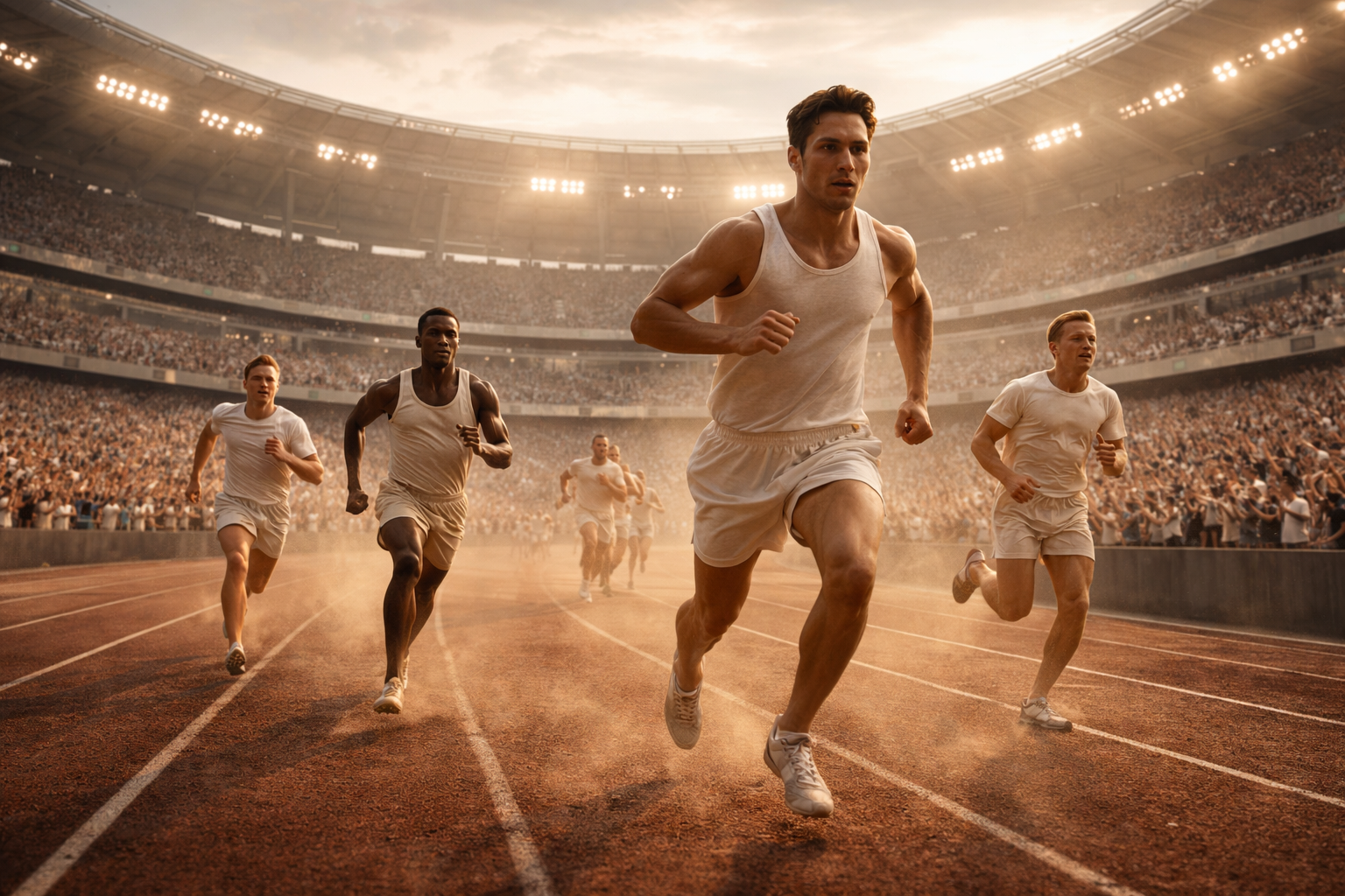 A 2026 stadium celebrating the Pure Human Sports movement.