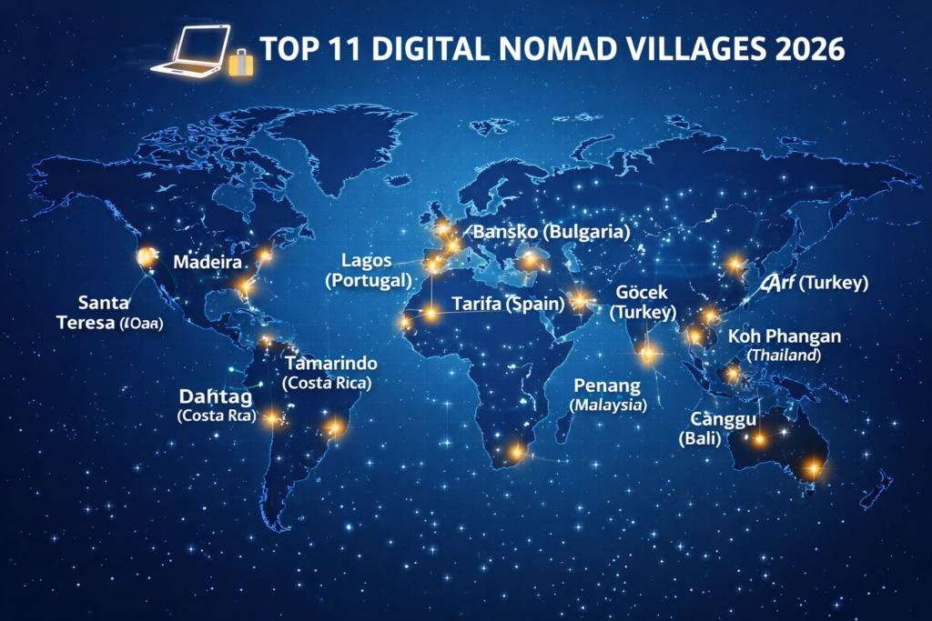 Global locations of the best Digital Nomad Villages 2026.
