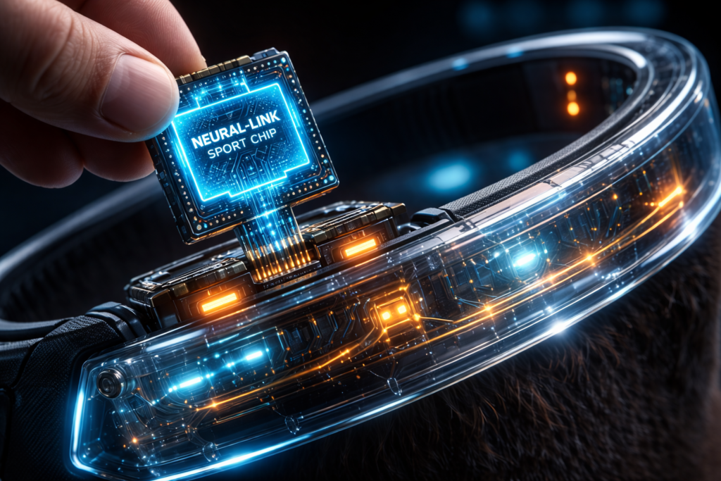 The neural interface chip used by athletes in the Bio-Synthetic Super League.