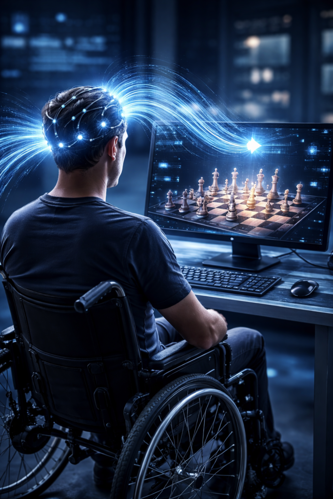 First Neuralink patient Noland Arbaugh playing chess with his mind
